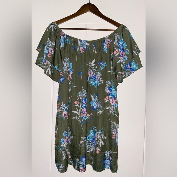 Terra & Sky Women Floral‎ Ruffle Off Shoulder Top 3X Flutter Sleeve Cottagecore - Picture 5 of 7